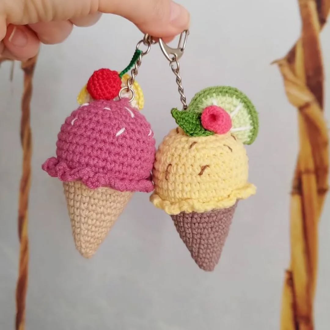 Ice Cream Cone Set — handmade crochet keychain from @crochet_keychains.pk