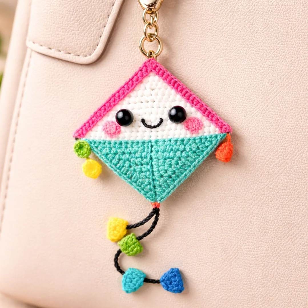 Kite Bag Charm — handmade crochet keychain from @crochet_keychains.pk