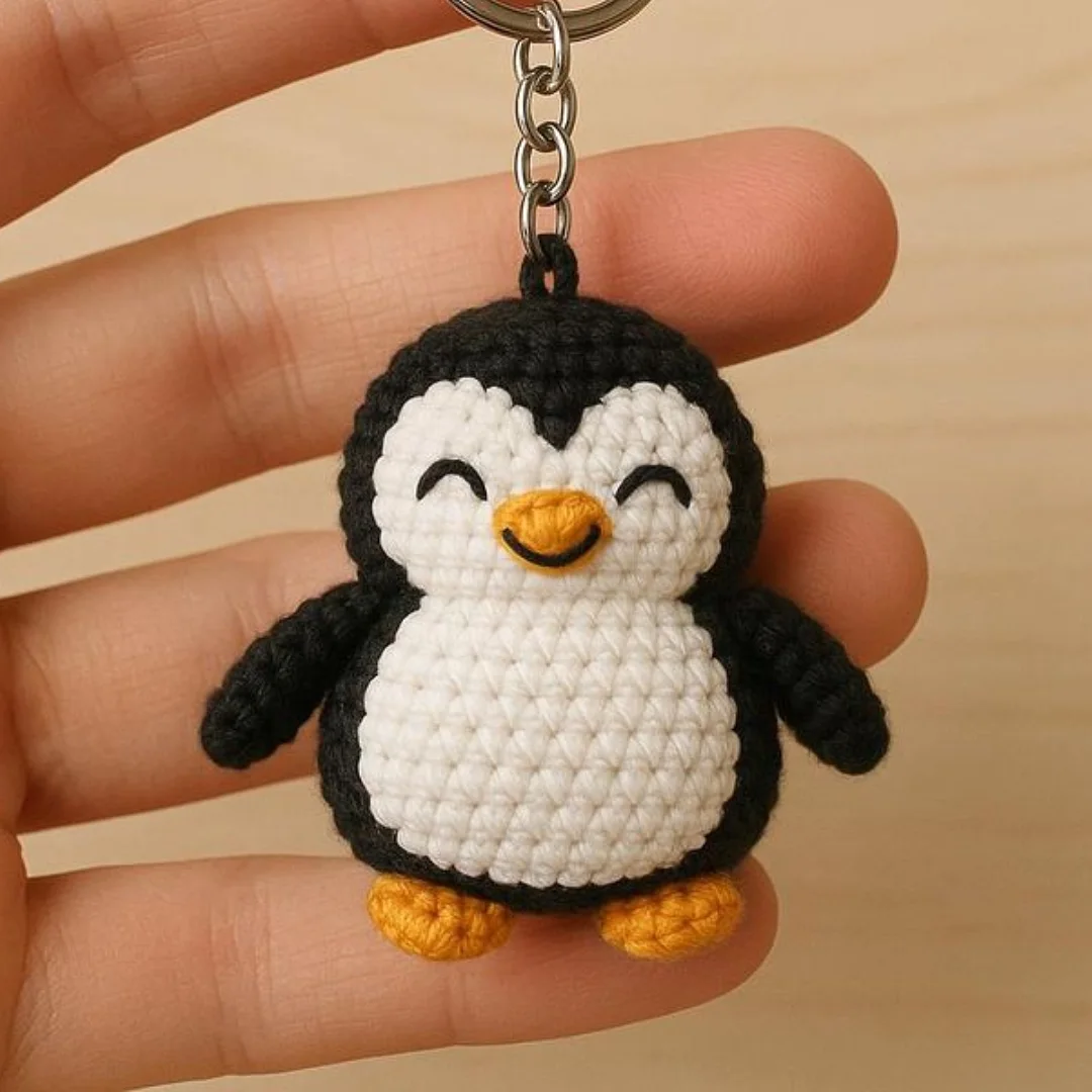 Penguin Keychain — handmade crochet keychain from @crochet_keychains.pk