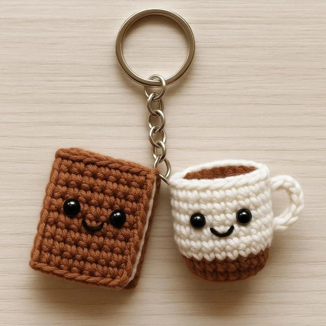 Biscuit & Mug Keychain — handmade crochet keychain from @crochet_keychains.pk