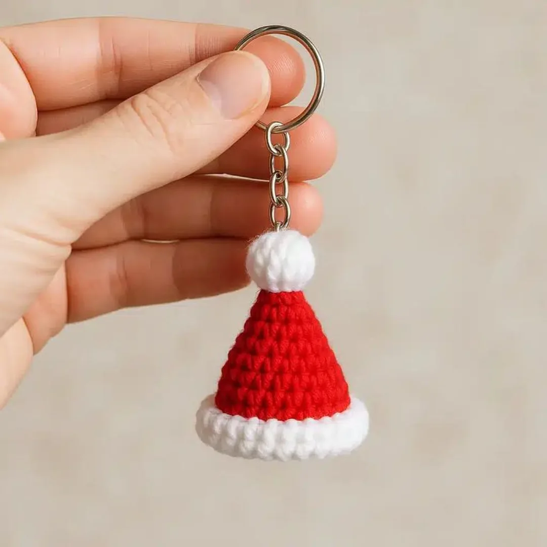 Santa Hat Charm — handmade crochet keychain from @crochet_keychains.pk