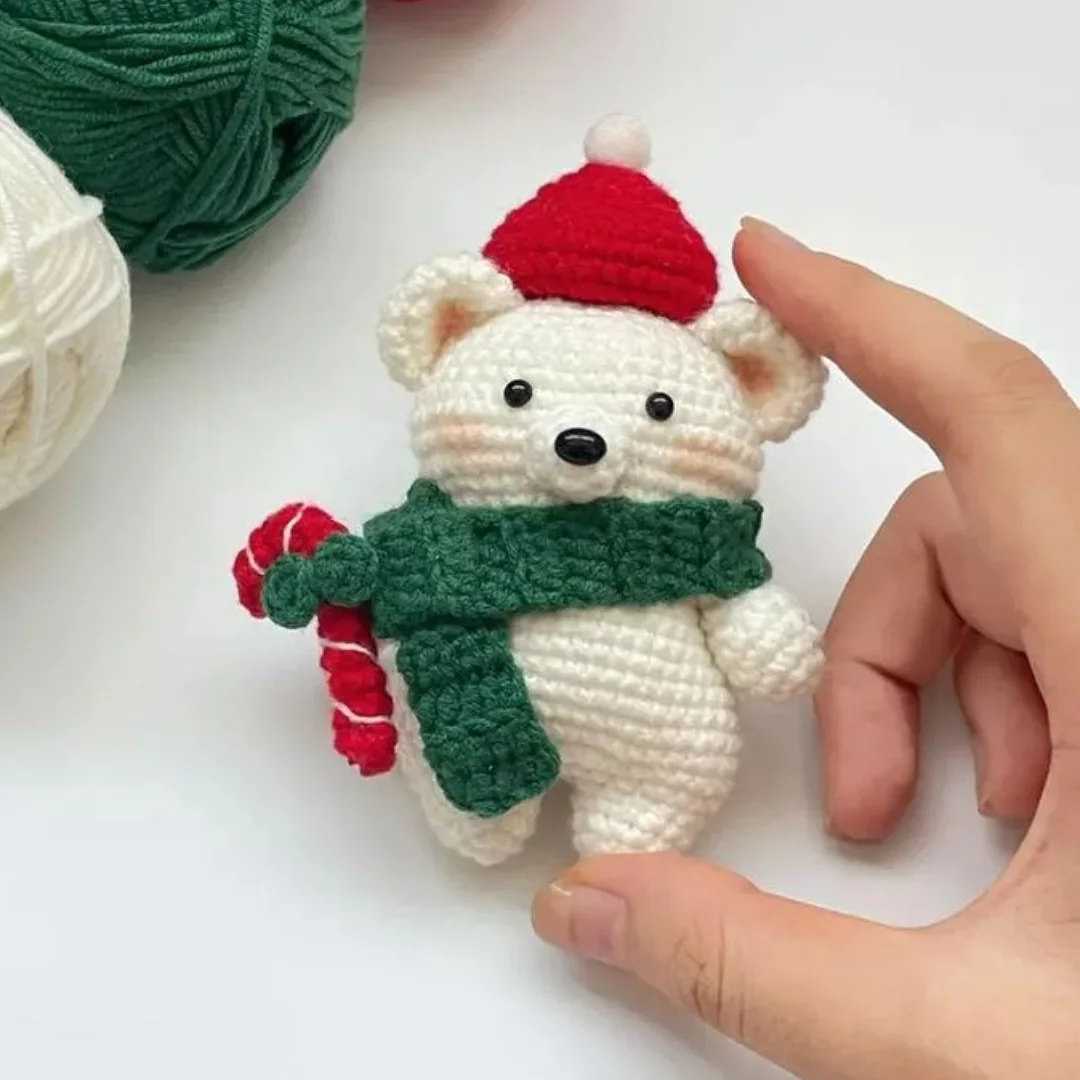 Christmas Bear Charm — handmade crochet keychain from @crochet_keychains.pk