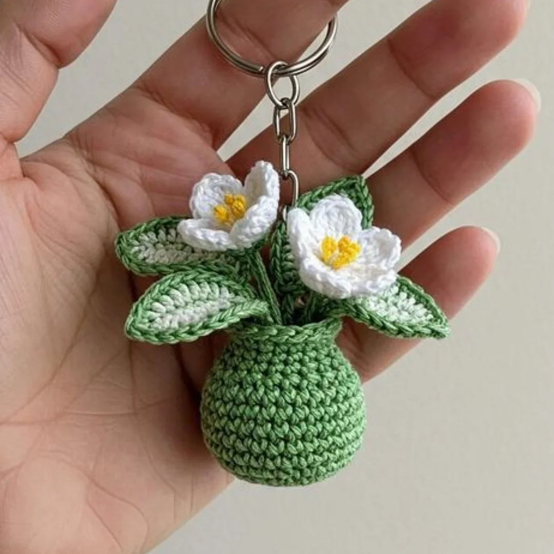 Flower Pot Keychain — handmade crochet keychain from @crochet_keychains.pk