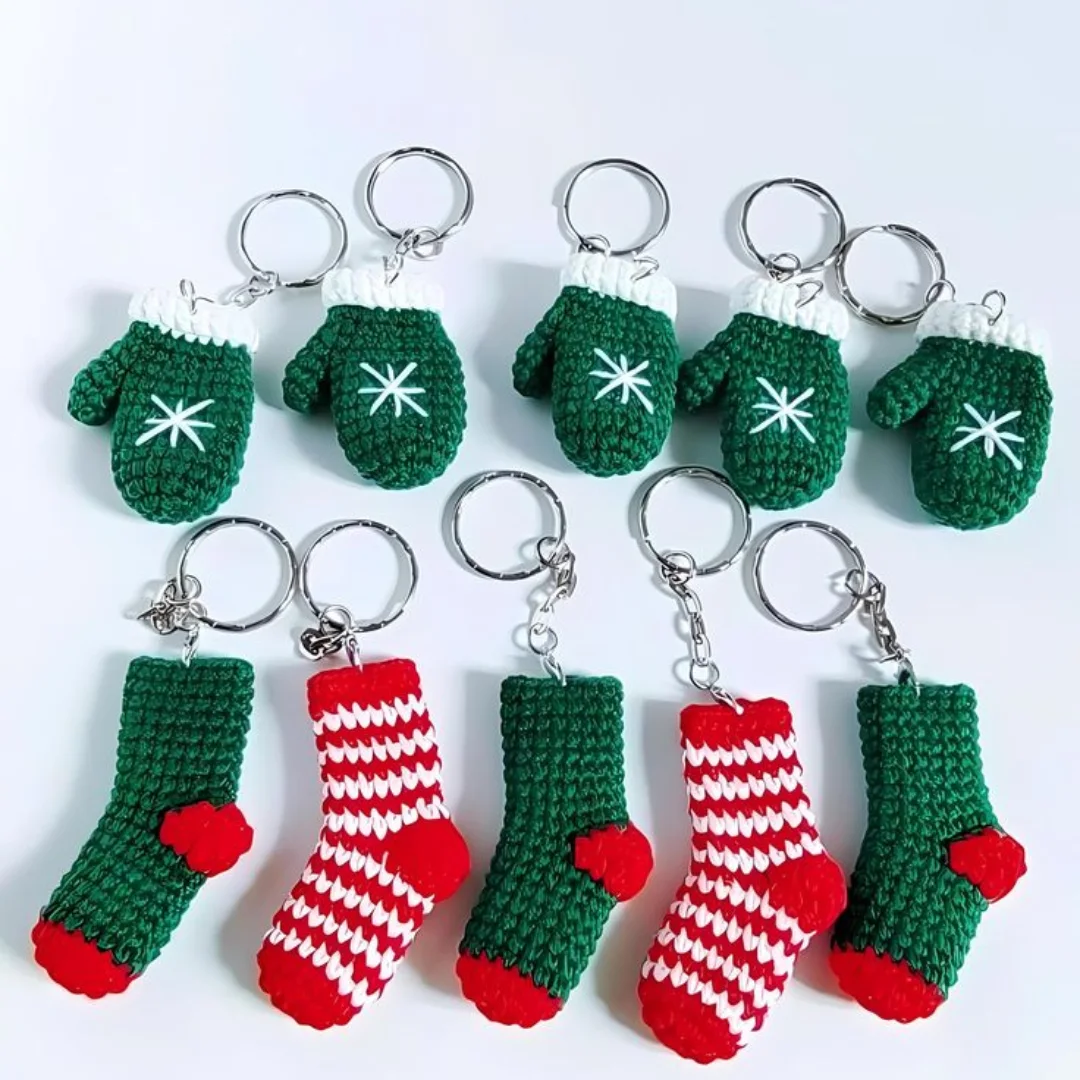 Christmas Mitten & Sock Set — handmade crochet keychain from @crochet_keychains.pk