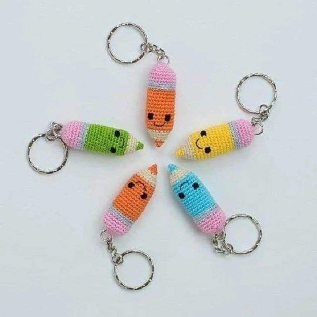 Pencil Keychain Set — handmade crochet keychain from @crochet_keychains.pk