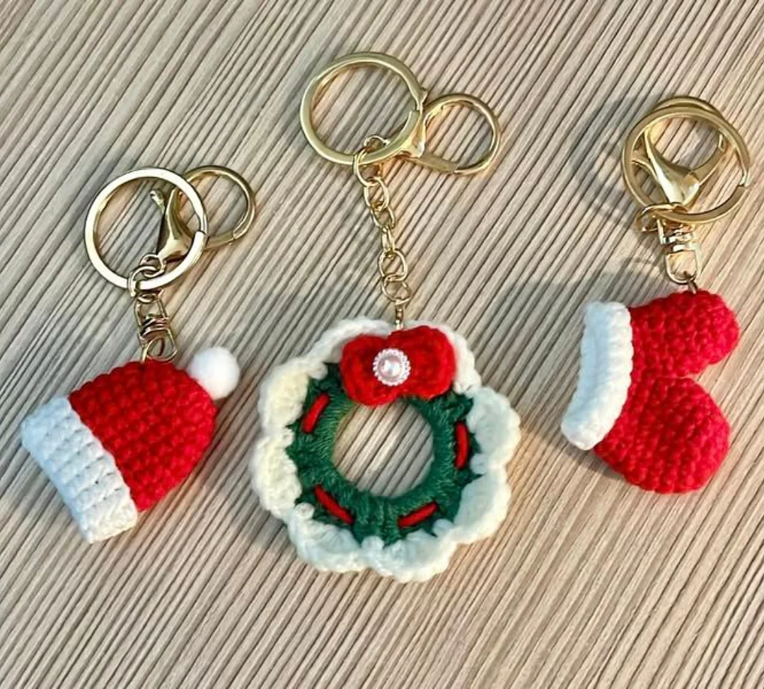 Christmas Charm Set — handmade crochet keychain from @crochet_keychains.pk