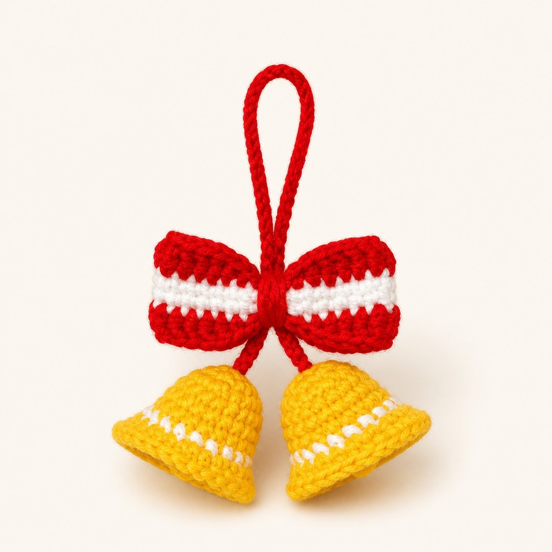 Christmas Bells Keychain — handmade crochet keychain from @crochet_keychains.pk