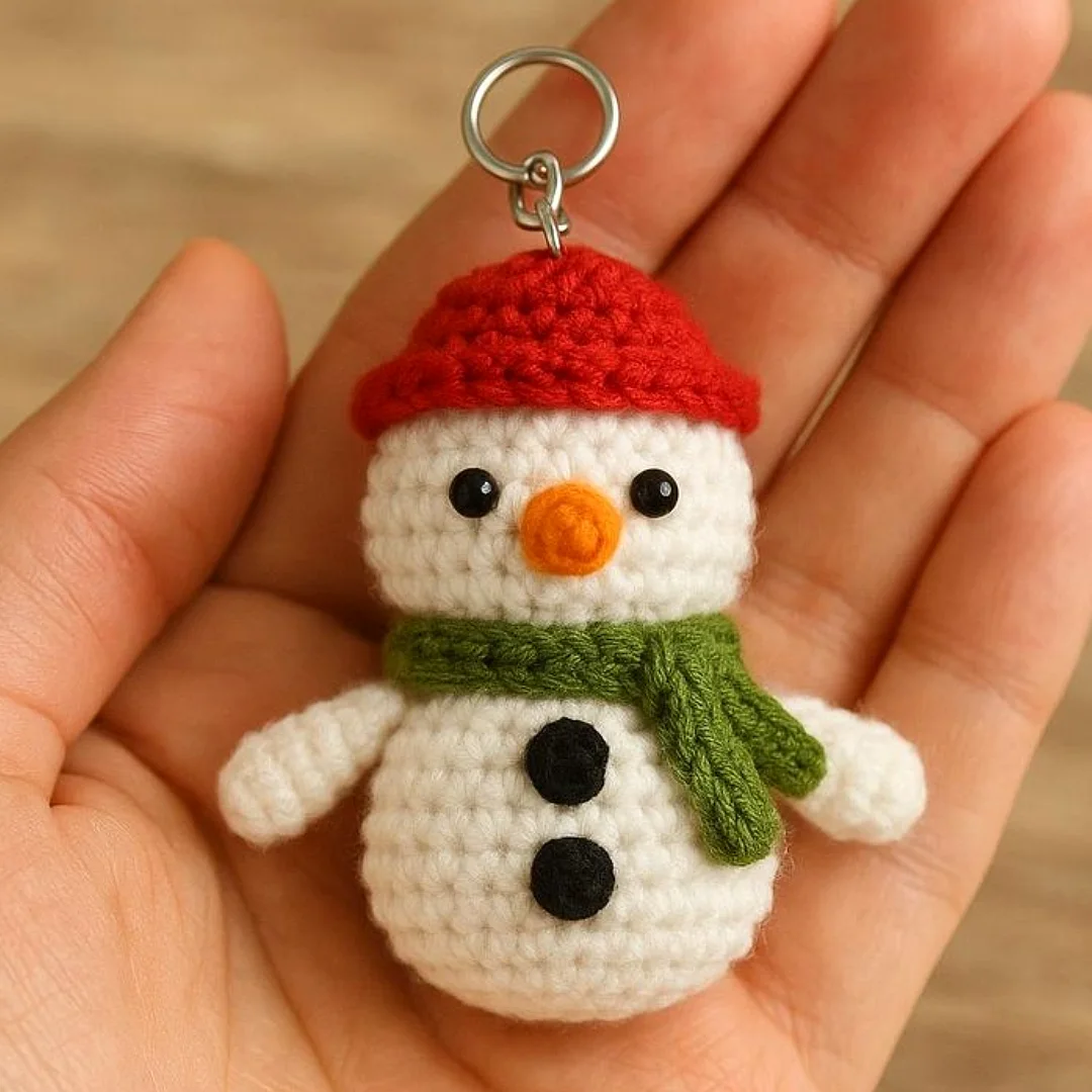 Snowman Charm — handmade crochet keychain from @crochet_keychains.pk