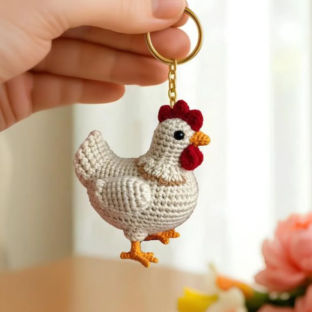 Hen Keychain — handmade crochet keychain from @crochet_keychains.pk