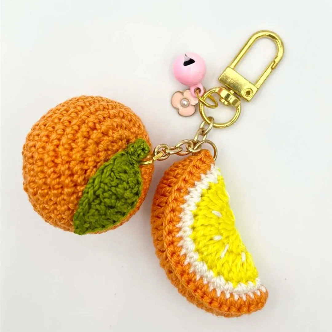 Orange Fruit Charm — handmade crochet keychain from @crochet_keychains.pk