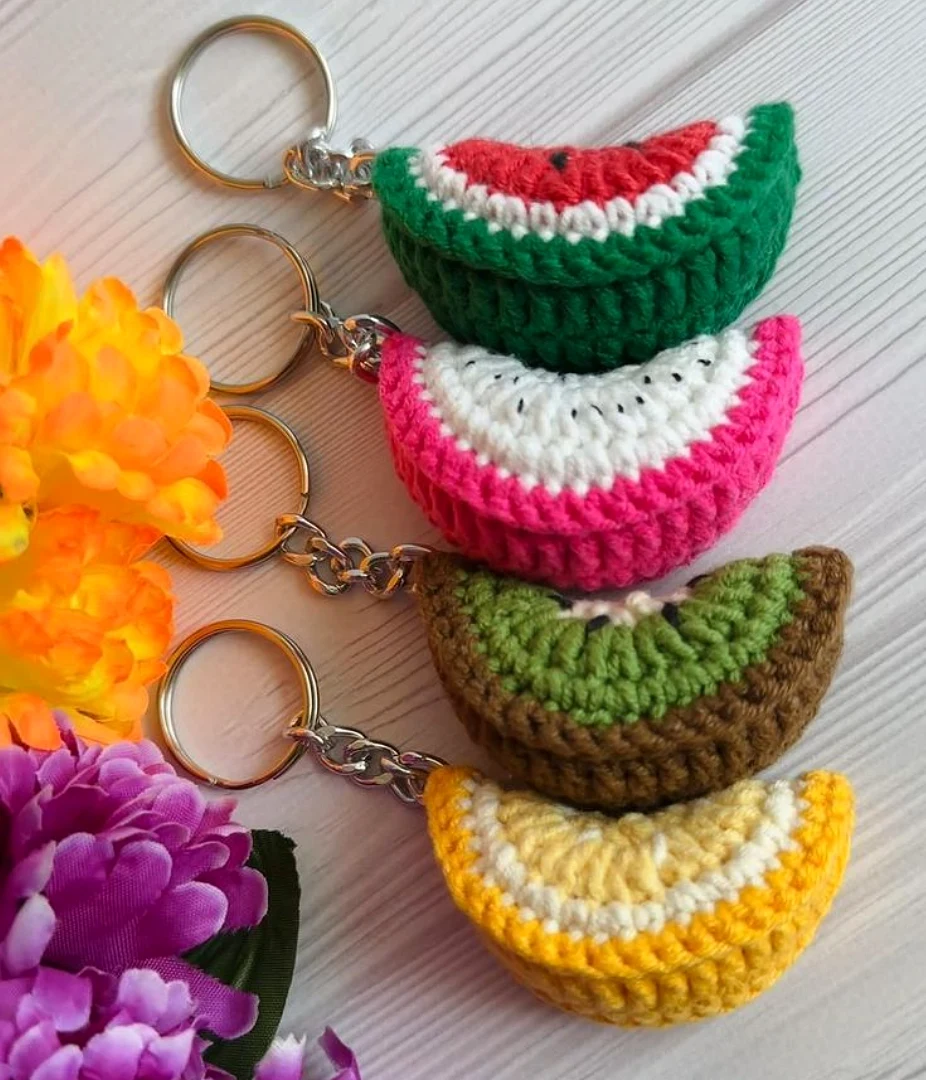 Fruit Slice Keychain Set — handmade crochet keychain from @crochet_keychains.pk