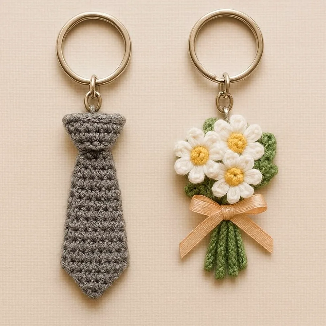 Daisy Bouquet Set — handmade crochet keychain from @crochet_keychains.pk