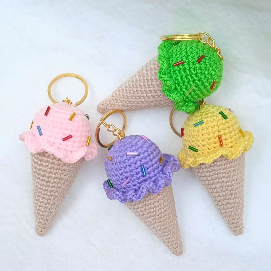 Ice Cream Charm Set — handmade crochet keychain from @crochet_keychains.pk
