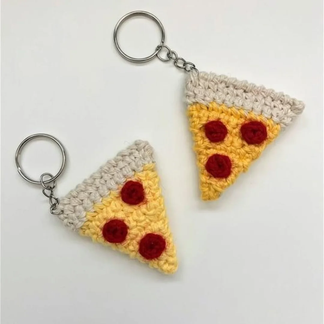 Pizza Slice Keychains — handmade crochet keychain from @crochet_keychains.pk