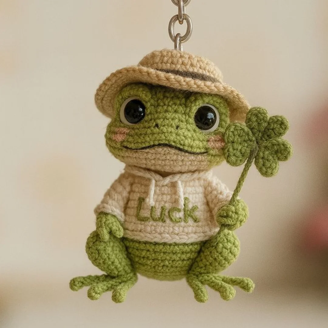 Lucky Frog Keychain — handmade crochet keychain from @crochet_keychains.pk