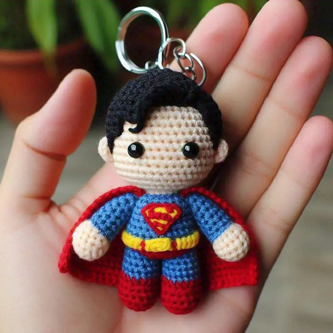 Superman Keychain — handmade crochet keychain from @crochet_keychains.pk