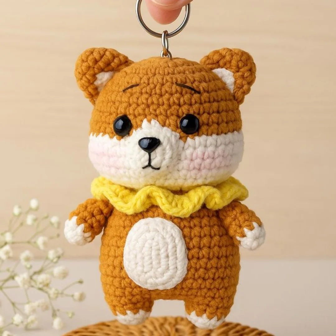 Shiba Dog Keychain — handmade crochet keychain from @crochet_keychains.pk