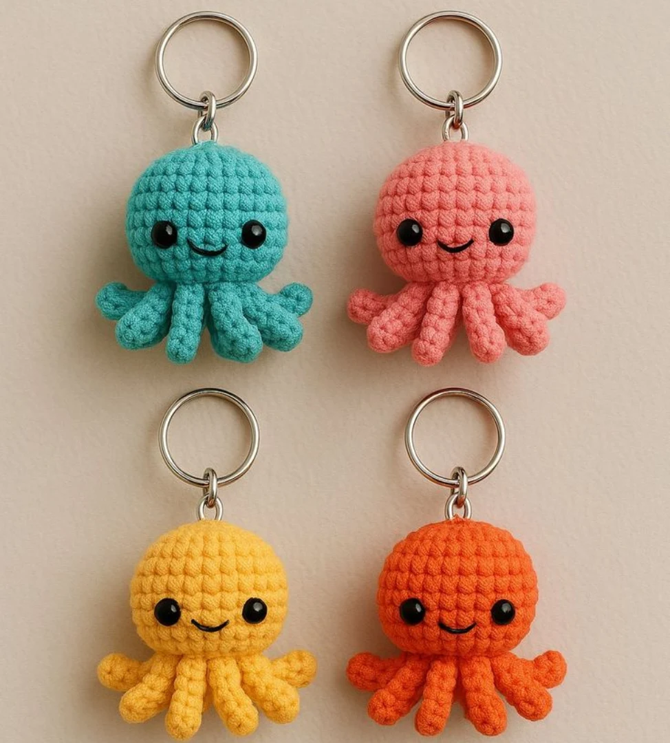 Octopus Keychain Set — handmade crochet keychain from @crochet_keychains.pk