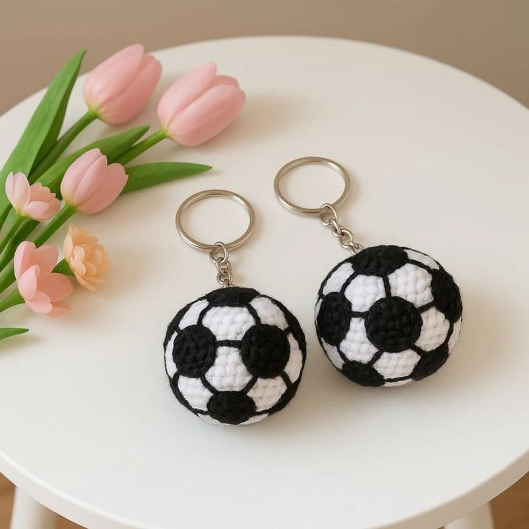 Soccer Ball Keychains — handmade crochet keychain from @crochet_keychains.pk