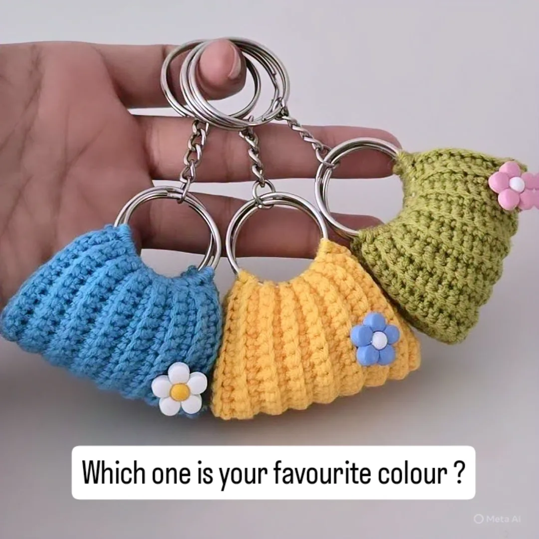 Mini Beanie Keychain — handmade crochet keychain from @crochet_keychains.pk