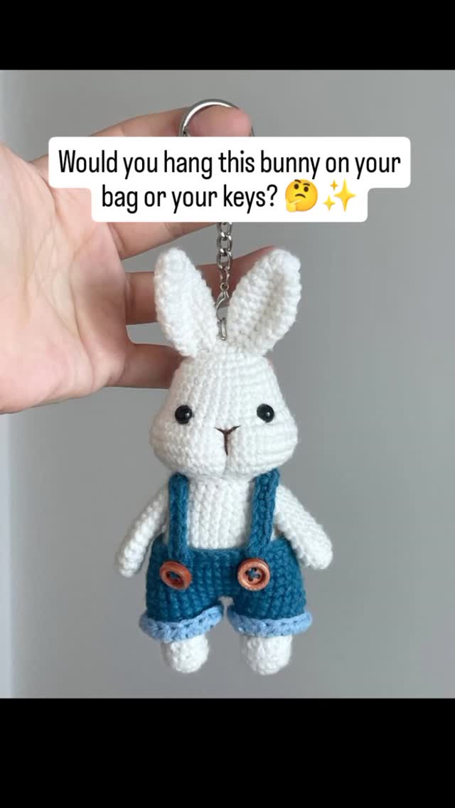 Overall Bunny Keychain — handmade crochet keychain from @crochet_keychains.pk