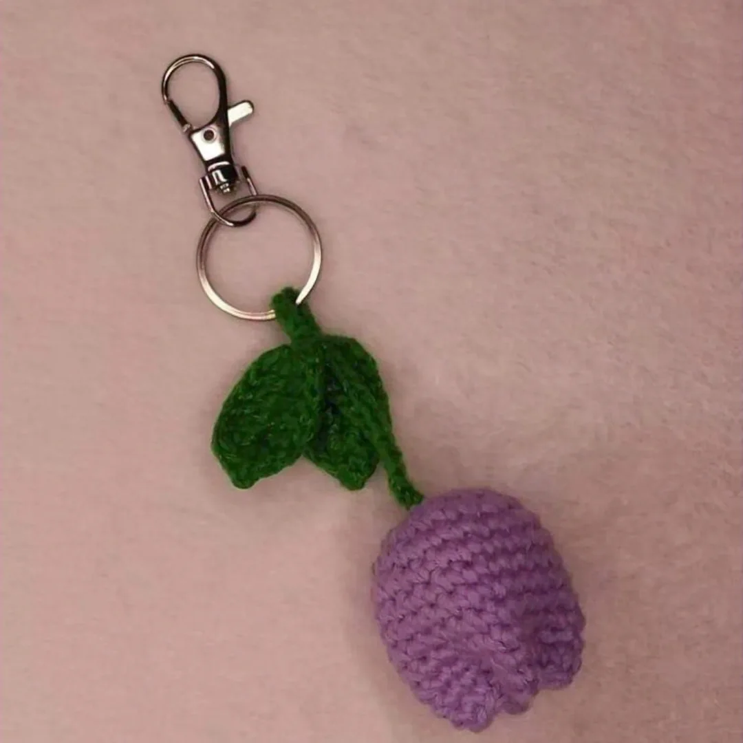 Purple Tulip Keychain — handmade crochet keychain from @crochet_keychains.pk