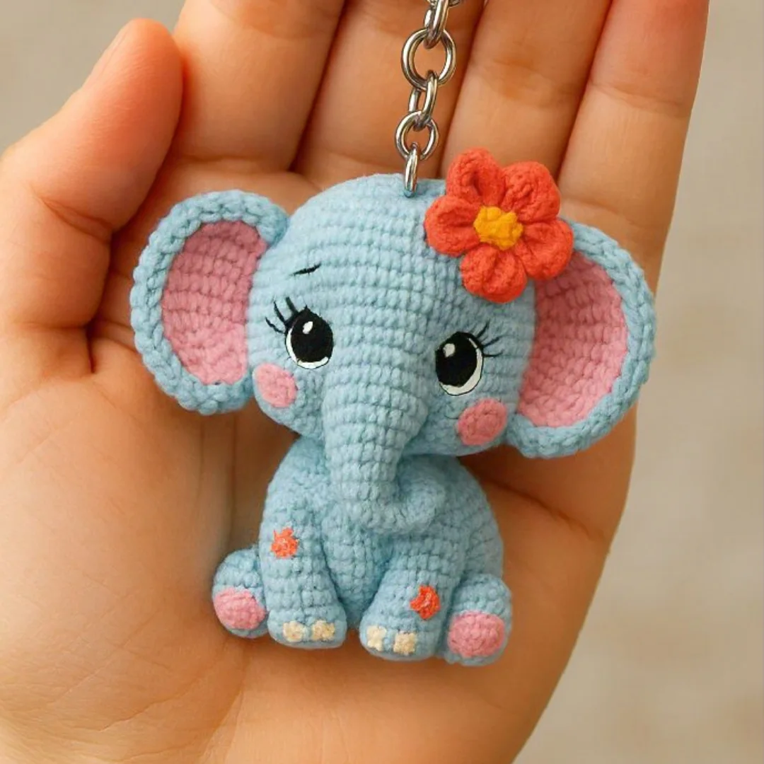 Blue Elephant Charm — handmade crochet keychain from @crochet_keychains.pk