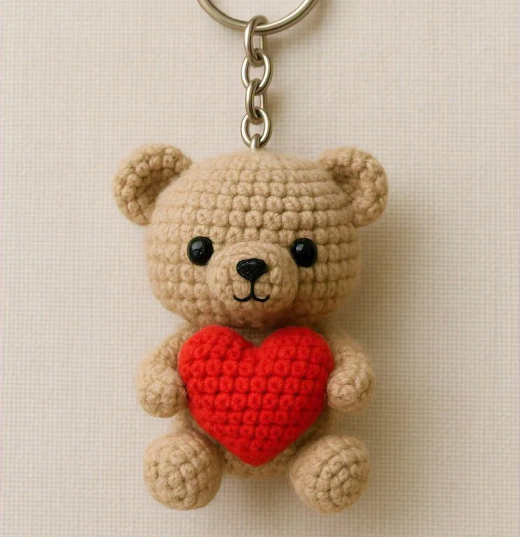 Teddy Bear Keychain — handmade crochet keychain from @crochet_keychains.pk