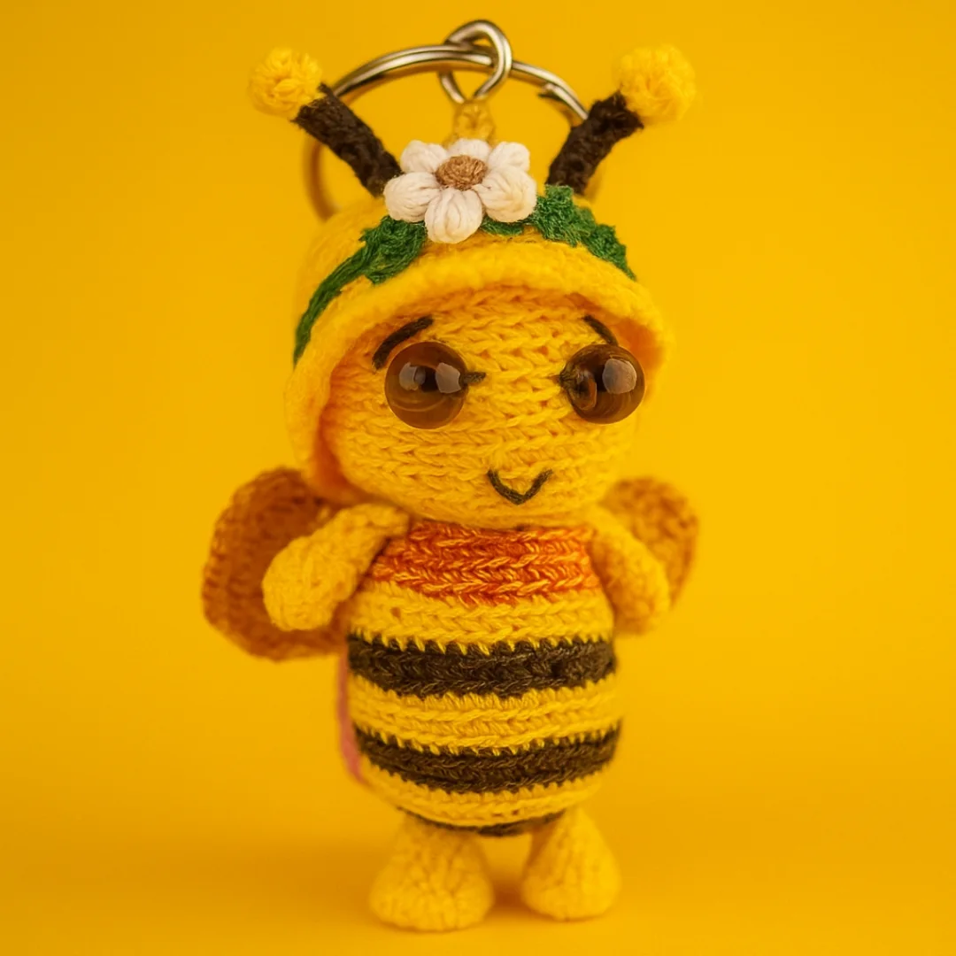Flower Bee Keychain — handmade crochet keychain from @crochet_keychains.pk