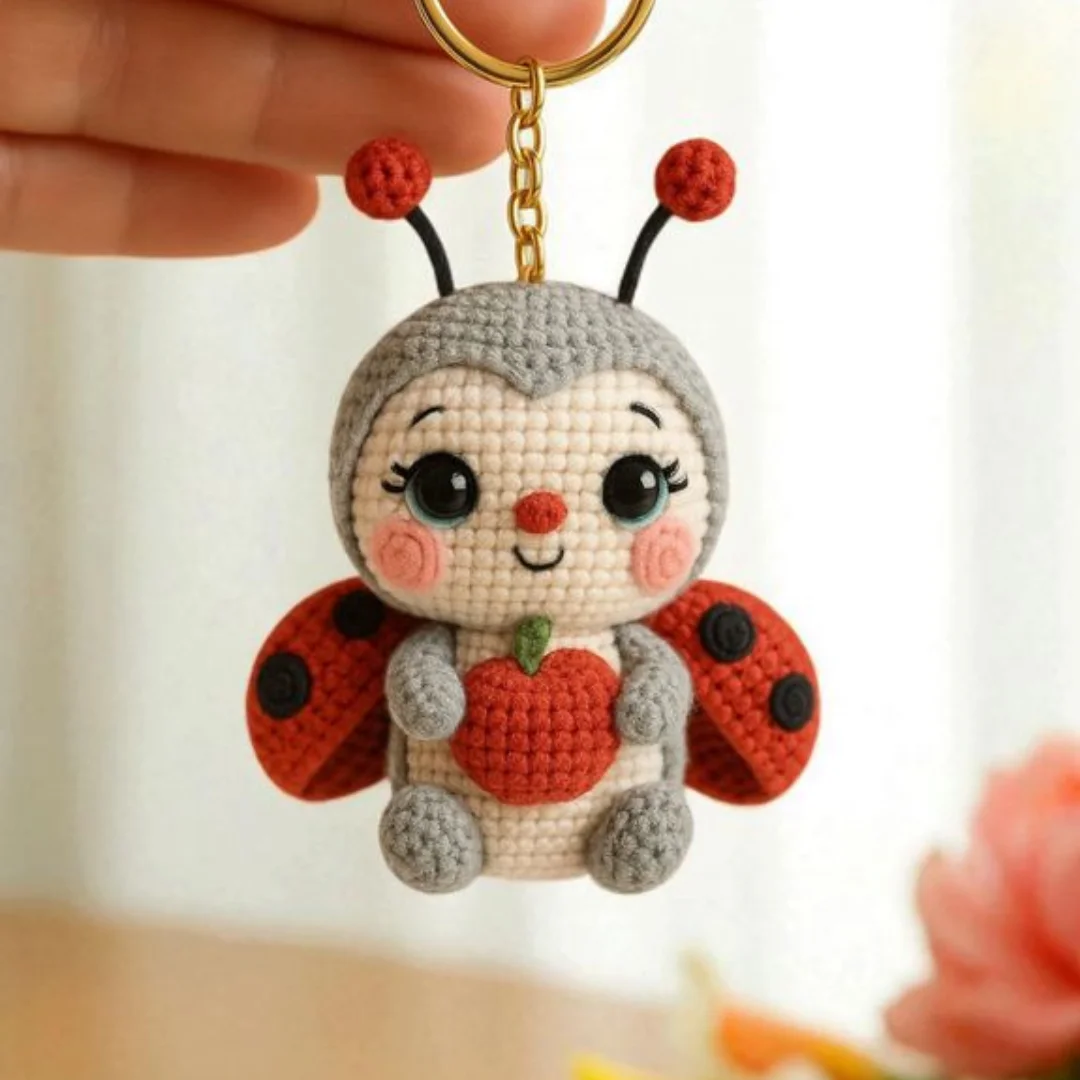 Ladybug Doll Charm — handmade crochet keychain from @crochet_keychains.pk