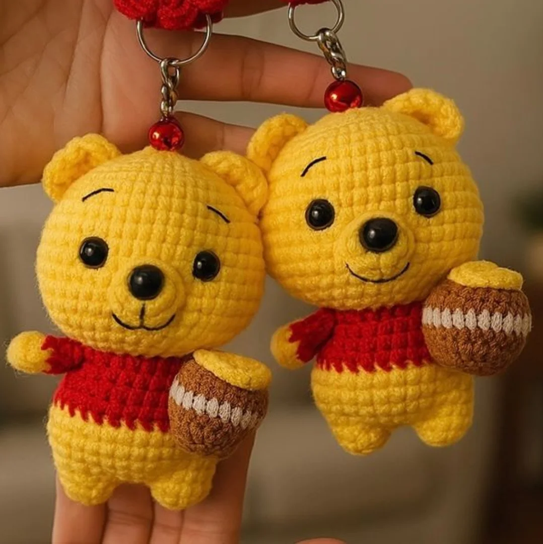 Pooh Bear Keychain — handmade crochet keychain from @crochet_keychains.pk