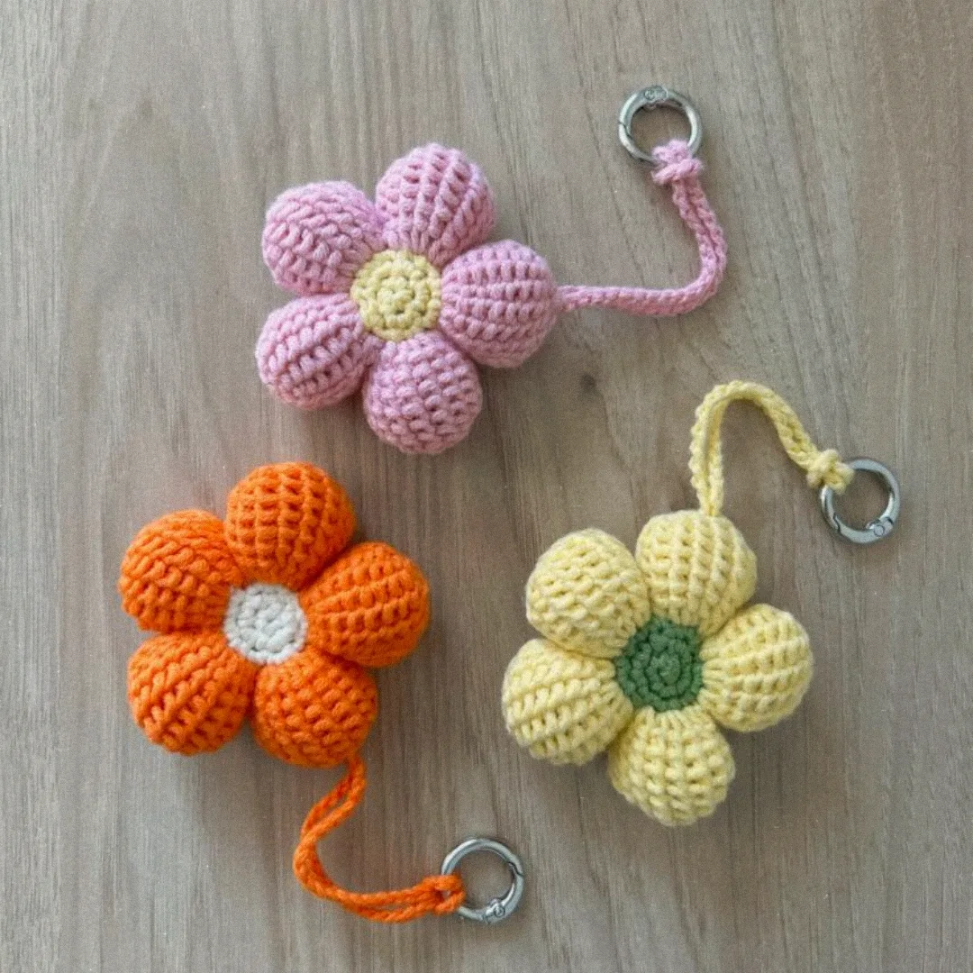 Flower Charms Set — handmade crochet keychain from @crochet_keychains.pk