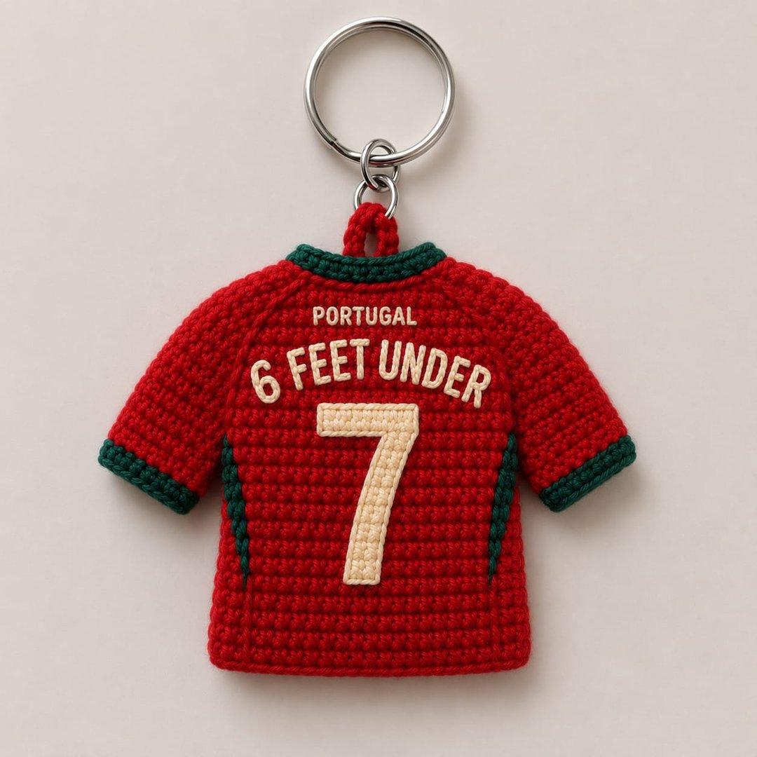 Football Jersey Keychain — handmade crochet keychain from @crochet_keychains.pk